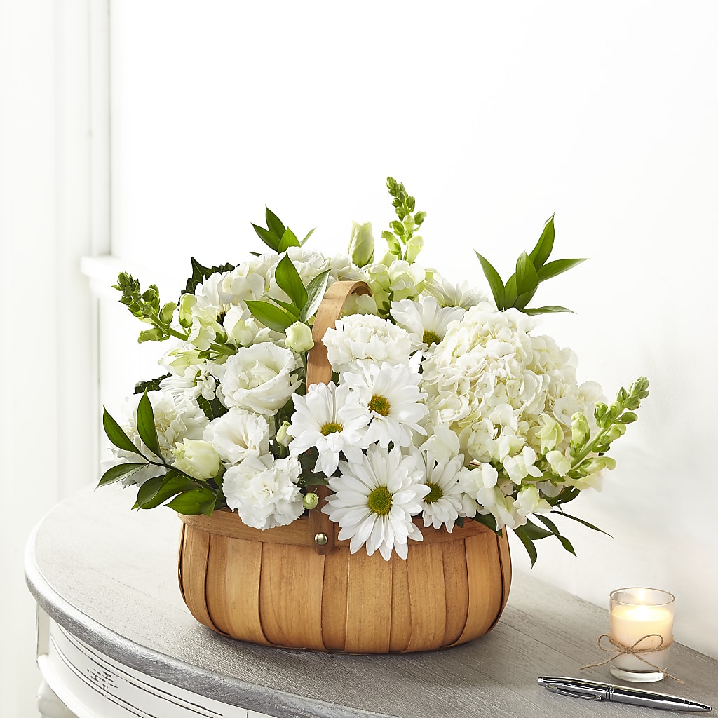 Pure Ivory Basket – A Flower 4 Us, El Paso TX